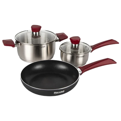 Set de vase Rondell RDS-1217, 2,8L, 20cm, Negru Argintiu