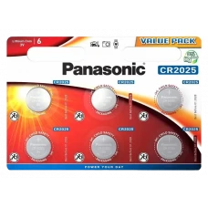 Дисковые батарейки Panasonic CR-2025EL, CR2025, 6шт.