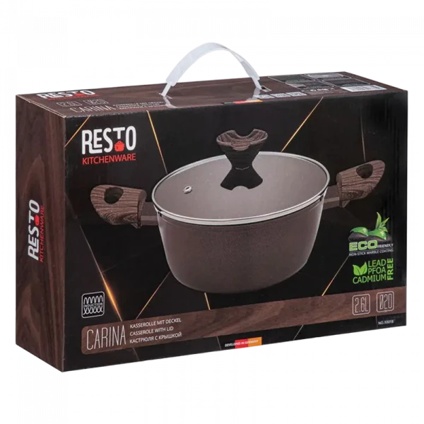Кастрюля RESTO 93018, 2.5л, 20см, Коричневый