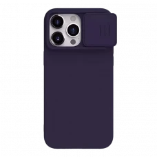 Husă Nillkin iPhone 15 Pro Max, CamShield Silky Silicone, Dark Purple