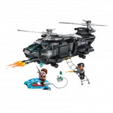 Set constructor Qman Block Mission-Eagle Helicopter, Negru (1928)