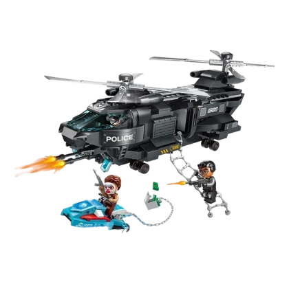 Set constructor Qman Block Mission-Eagle Helicopter, Negru (1928)