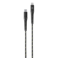 Cablu de încărcare și date Cellularline Strong Cable, Lightning/USB Type-C, 1,2m, Negru