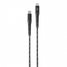 Cablu de încărcare și date Cellularline Strong Cable, Lightning/USB Type-C, 1,2m, Negru