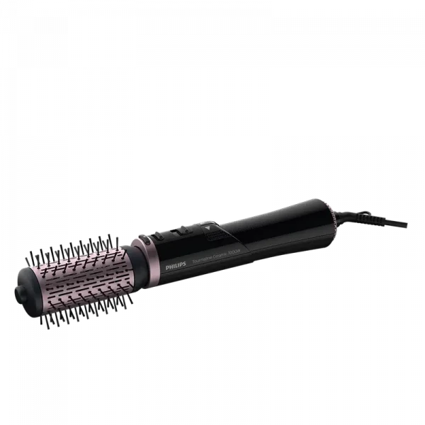 Uscător de păr-perie Philips Dynamic Volumebrush HP8654/00, 1000 W, Negru | Roz