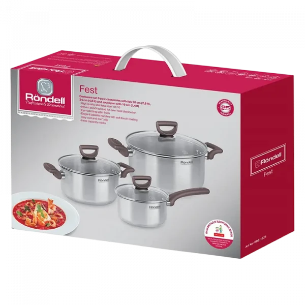 Un set de vase Rondell RDS-1324, 4,8L, Oțel inoxidabil