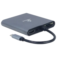Видеоадаптер Cablexpert A-CM-COMBO6-01, USB Type-C - VGA, HDMI, USB Type-C, USB Type-A, SD card-reader, Серый