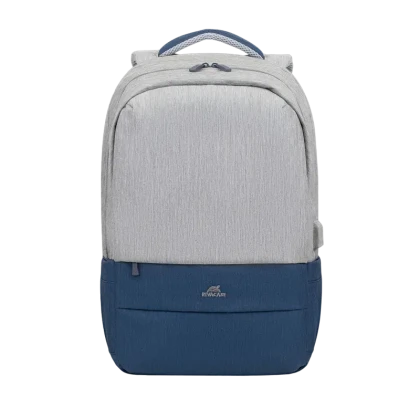 Rucsac pentru Laptop RivaCase Prater, 17.3, Poliester, Gri/Albastru