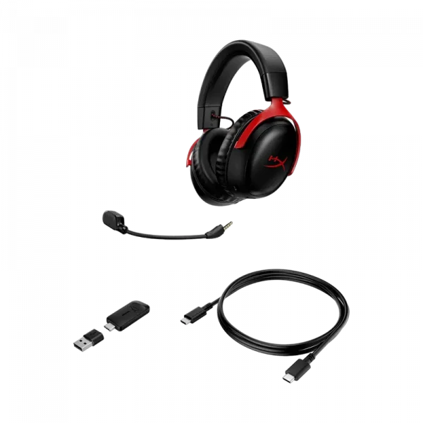 Наушники HyperX Cloud III Wireless, Беспроводной, Черный | Красный