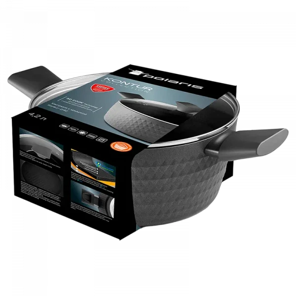 Кастрюля Polaris Kontur-24C, 4,2л, Серый
