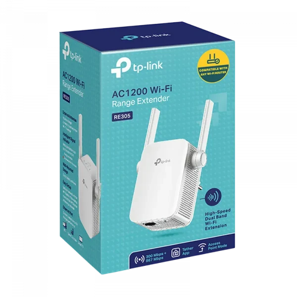 Усилитель Wi‑Fi сигнала TP-LINK RE305, 300 Мбит/с, 867 Мбит/с, Белый