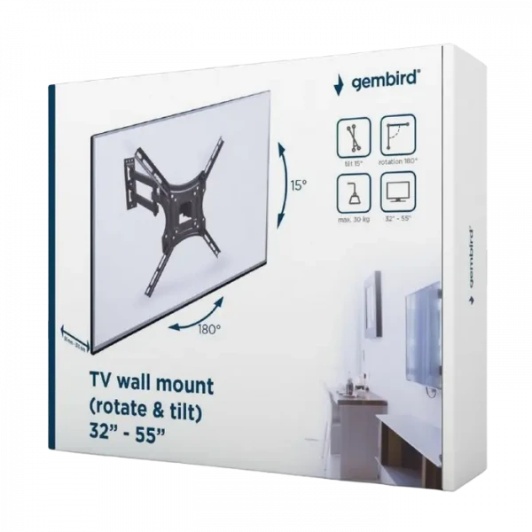 Настенное крепление для телевизора Gembird WM-55RT-04, Чёрный