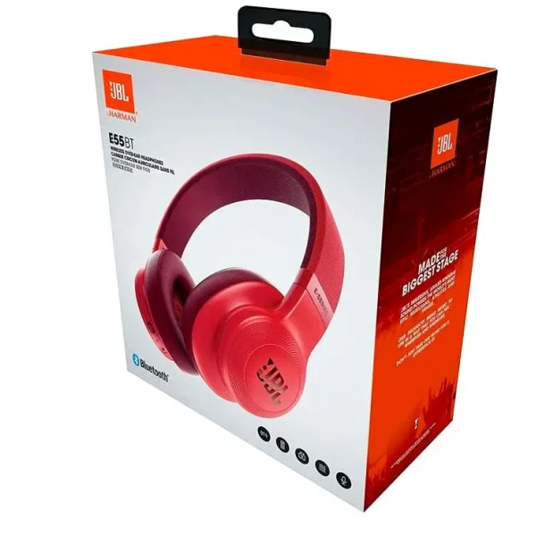 Căști pentru divertisment la domiciliu JBL E55BT, Bluetooth / Analog cu fir, Roșu