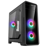 Компьютерный корпус Gamemax G561-FRGB, Midi-Tower, Без блока питания, Чёрный