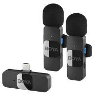 Microfon portabil pentru înregistrare vocală Boya BY-V2, Fără fir, Negru