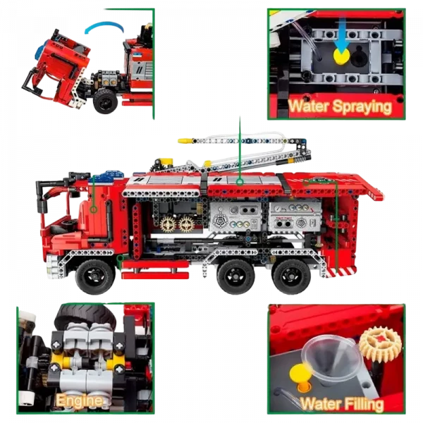 Constructor XTech Fire Truck with Water Spraying