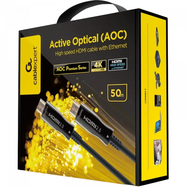 Cablu Video Cablexpert CCBP-HDMI-AOC-50M, HDMI (M) - HDMI (M), 50m, Negru