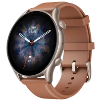 Ceas inteligent Xiaomi Amazfit GTR 3 ProCarcasă din aluminiu de culoare Gri cu bandă din Piele Maro