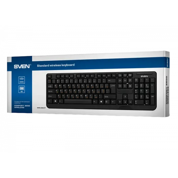 Клавиатура SVEN KB-C2200W, Беспроводное, Чёрный