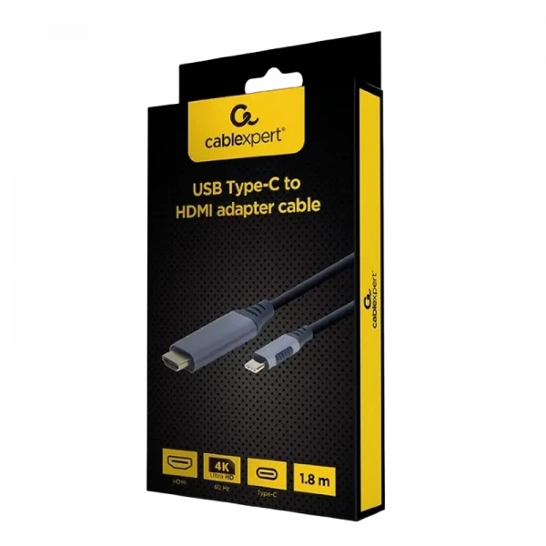 Видеокабель Cablexpert CC-USB3C-HDMI-01-6, USB Type-C (M) - HDMI (F), 1,8м, Чёрный