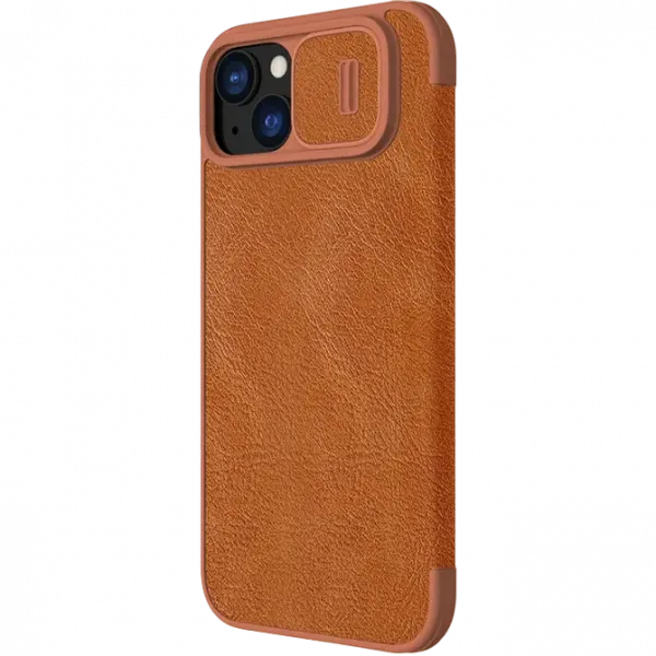 Чехол книжка Nillkin iPhone 15 Plus - Qin Pro, Коричневый