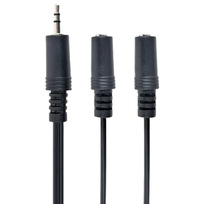 Аудиокабель Cablexpert CCA-415, 3.5mm 3-pin (M) - 2x 3.5mm 3-pin (F), 5м, Чёрный