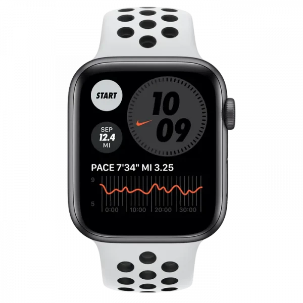 Умные часы Apple Watch SE MYYH2, 44мм, Алюминиевый корпус со спортивным ремешком Nike Pure Platinum/Black