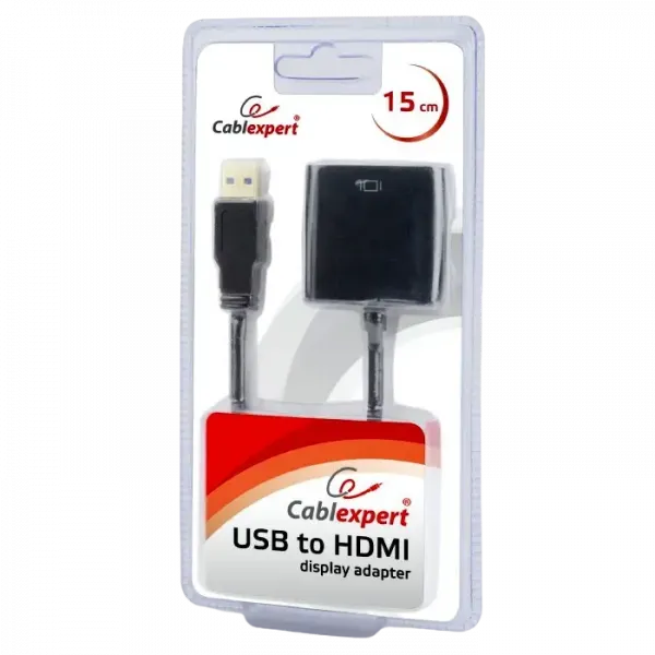 Convertor Video Gembird A-USB3-HDMI-02, USB Type-A - HDMI (F), 0,15m, Negru
