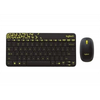 Set Tastatură + Mouse Logitech MK240, Fără fir, Negru/Galben