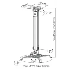 Suport pentru tavan BRATECK PRB-18M, Negru