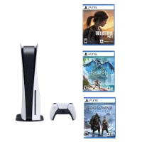 Игровая консоль SONY PS5, Белый, GoW Ragnarok(Voucher), Horizon II, Last of Us RMK
