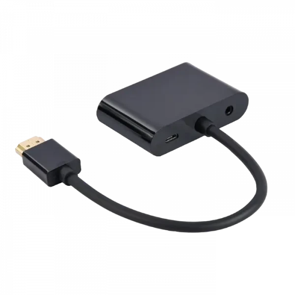 Adaptor Cablexpert A-HDMIM-HDMIFVGAF-01, HDMI (M) - HDMI (F) + VGA, 0.15 m, Negru