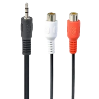 Audio Adaptor Cablexpert CCA-406, 3.5mm 3-pin (M) - 2x RCA (F), 0,2m, Negru
