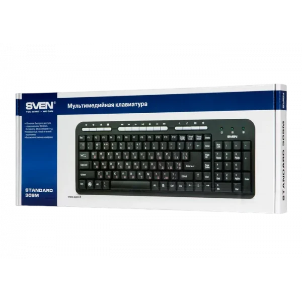Клавиатура SVEN Standard 309M, Проводное, Чёрный