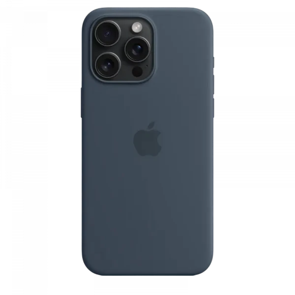 Husă Apple iPhone 15 Pro Max Silicone Case with MagSafe, Storm albastru