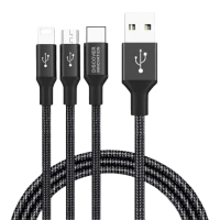 Cablu încărcare și sincronizare Nillkin Swift, Micro-USB/Type-C/Lightning, USB Type-A/Micro USB, Type-C, Lighting, 1,5m, Negru