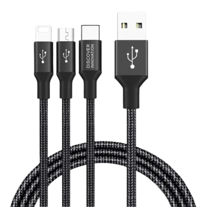 Кабель для зарядки и синхронизации Nillkin Swift, Micro-USB/Type-C/Lightning, USB Type-A/Micro USB, Type-C, Lighting, 1,5м, Чёрный