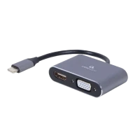 Видеоадаптер Cablexpert A-USB3C-HDMIVGA-01, USB Type-C - VGA, HDMI, Серый