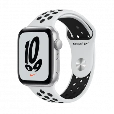 Ceas inteligent Apple Watch SE, 44mm, Carcasă din aluminiu cu bandă sportivă Pure Platinum/Black Nike Band