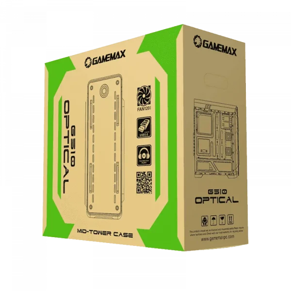 Компьютерный корпус Gamemax Optical G510, Midi-Tower, Без блока питания, Чёрный