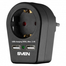 Prelungitor electric SVEN SF-S1U, 1 Prize, Negru