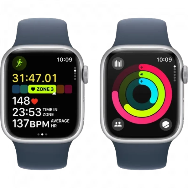 Умные часы Apple Watch Series 9 GPS, 45мм, Silver | Storm Blue