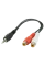 Audio Adaptor Cablexpert CCA-406, 3.5mm 3-pin (M) - 2x RCA (F), 0,2m, Negru