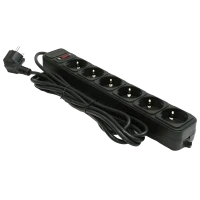 Сетевой фильтр Ultra Power UP6-B-10PPB, 6 Розеток, 3м, Чёрный