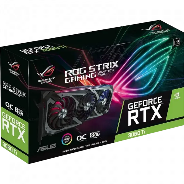Видеокарта ASUS ROG-STRIX-RTX3060TI-O8G-V2-GAMING, 8GB GDDR6 256бит
