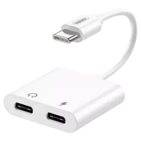 Audio Adaptor Remax RL-LA11a, USB Type-C/USB Type-C, 0,12m, Alb