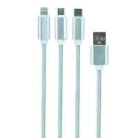 Кабель для зарядки и синхронизации Cablexpert CC-USB2-AM31-1M-G, USB Type-A/Micro USB, Type-C, Lighting, 1м, Белый