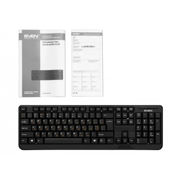 Клавиатура SVEN KB-C2200W, Беспроводное, Чёрный