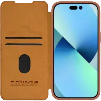 Чехол книжка Nillkin iPhone 15 Plus - Qin Pro, Коричневый