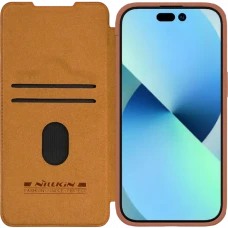 Чехол книжка Nillkin iPhone 15 Plus - Qin Pro, Коричневый